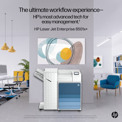 HP LaserJet Enterprise 8501x+ - Printer - B/W - Duplex - laser - A3/Ledger - 1200 x 1200 dpi - up to 70 ppm - capacity: 2180 sheets - USB 2.0 host, Gigabit LAN, USB 3.0, USB 3.0 host — view 6