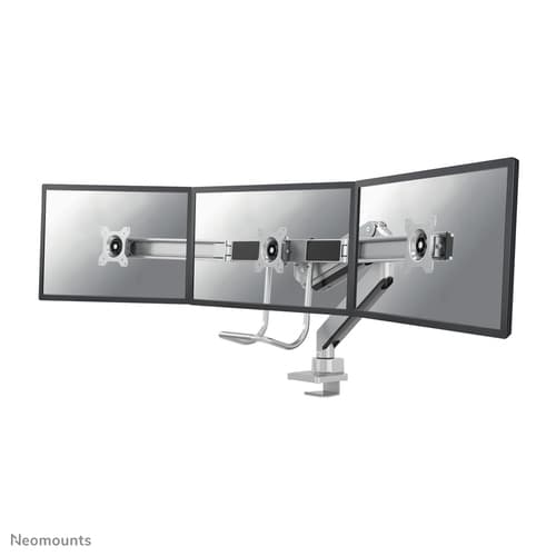 Neomounts NM-D775DX3 - Mounting kit - full-motion - for 3 LCD displays - silver - screen size: 17"-24" - clamp mountable, grommet, desk-mountable — view 1