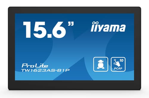 iiyama ProLite TW1623AS-B1P - Android PC - touch panel PC 1 RK3568 up to - RAM 4 GB - SSD - eMMC 32 GB - Cortex-A55 - Bluetooth 5.2 - Android 13 - monitor: LED 15.6" 1920 x 1080 (Full HD) touchscreen - black, matte