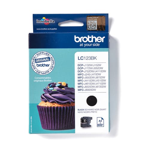 Brother LC123BK - High Yield - black - original - ink cartridge - for Brother DCP-J100, J105, J132, J152, J552, J752, MFC-J245, J470, J650, J6520, J6720, J6920