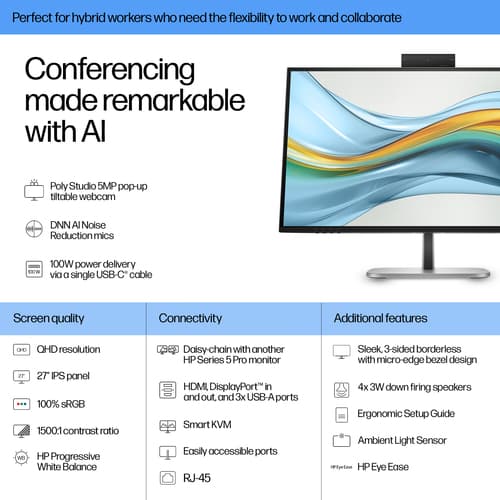 HP S5 PRO 527PM QHD USB CONF MNTR UK — view 4