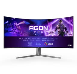 AOC AGON PRO AG456UCZD - OLED monitor - gaming - curved - 45" - 3440 x 1440 WQHD @ 240 Hz - 1200:1 - 0.03 ms - HDMI, DisplayPort, USB-C - speakers - textured black