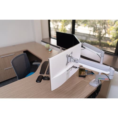 Kensington SmartFit One-Touch Dual Monitor Arm - Mounting kit - adjustable arm - for 2 monitors - metal - silver grey - screen size: 13"-32" - C-clamp, grommet, desk-mountable — view 18