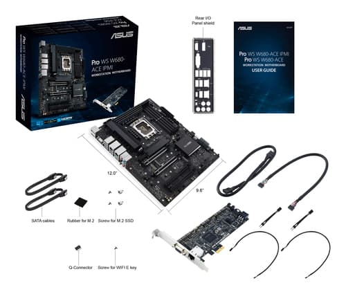 ASUS Pro WS W680-ACE IPMI - Motherboard - ATX - LGA1700 Socket - W680 Chipset - USB-C 3.2 Gen2, USB 3.2 Gen 1, USB-C 3.2 Gen 2x2, USB 3.2 Gen 2 - 2 x 2.5 Gigabit LAN - onboard graphics (CPU required) - HD Audio (8-channel) — view 7