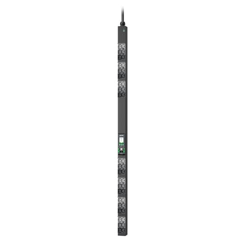 APC NetShelter Rack PDU Advanced - Power distribution unit (rack-mountable) - metered - AC 400/415 V - 11.5 kW - 11500 VA - 3-phase - Ethernet 10/100/1000, Ethernet 10/100 - input: IEC 60309 520P6 - output connectors: 42 (21 x IEC 60320 C13/C15/C19/C21, 21 x IEC 60320 C13/C15) - 0U - 1.8 m cord - black — view 1
