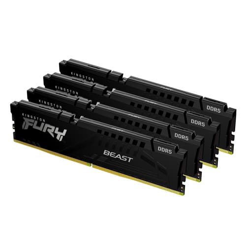 Kingston FURY Beast - DDR5 - kit - 64 GB: 4 x 16 GB - DIMM 288-pin - 5200 MT/s / PC5-41600 - CL40 - 1.25 V - unbuffered - on-die ECC - black