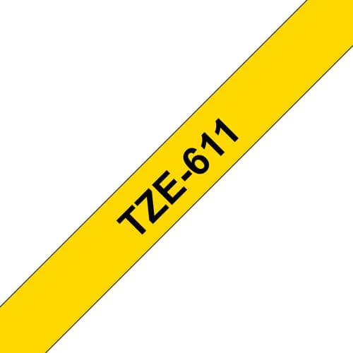 Brother TZe-611 - Black on yellow - Roll (0.6 cm) 1 cassette(s) laminated tape - for Brother PT-D210, D600, H110, P-Touch PT-1005, 1880, E310, P-Touch Cube Pro PT-P910