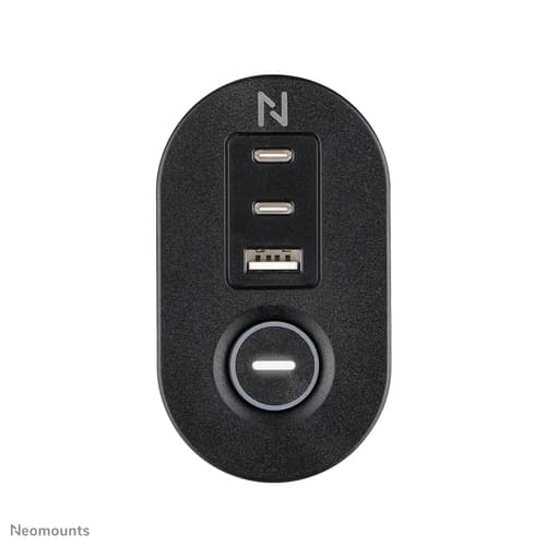 Neomounts - Power strip - USB-C + USB-A - AC 230 V - 3680 Watt - input: Type F - output connectors: 3 (2 x 24 pin USB-C (PD), USB, 3 x power Type F) - 1.4 m cord - black - with Clamp Desk Mount — view 7