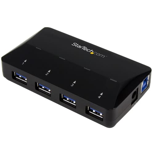 StarTech.com 4-Port USB 3.0 Hub plus Dedicated Charging Port - 1 x 2.4A Port - Desktop USB Hub and Fast-Charging Station (ST53004U1C) - USB peripheral sharing switch - 4 x SuperSpeed USB 3.0 - desktop - for P/N: SDMSDRWU3AC, USB312SAT3CB, USB315CB2M, USBLT1MWS, USBLT2MBR, USBLTM1MBK, USBLTM1MWH