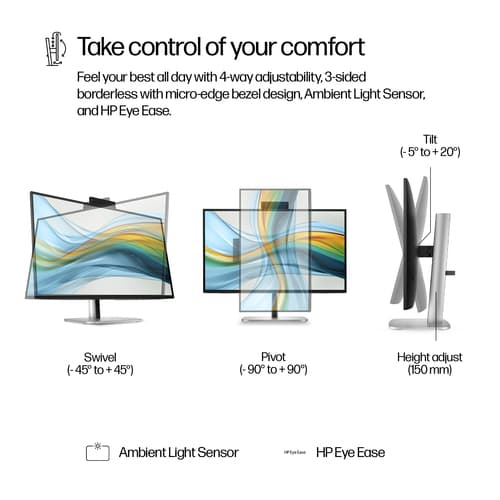 HP 527pm - Series 5 Pro - LED monitor - 27" - 2560 x 1440 QHD @ 100 Hz - IPS - 350 cd/m� - 1500:1 - 5 ms - HDMI, DisplayPort, USB-C - speakers - jet black, natural silver (stand), jet black (stand) - Smart Buy — view 6