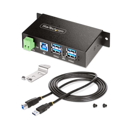 StarTech.com 4-Port Managed USB Hub with 4x USB-A, Heavy Duty with Metal Industrial Housing, ESD & Surge Protection, Wall/Desk/Din-Rail Mountable, USB 3.0/3.1/3.2 Gen 1 5Gbps - Hub - 3 x USB 3.2 Gen 2 + 1 x USB 3.2 Gen 1 - wall-mountable, desktop, DIN rail mountable - TAA Compliant — view 9