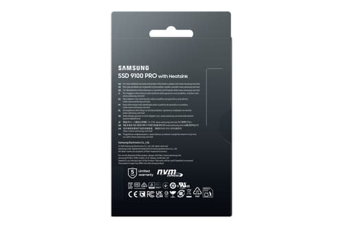 Samsung 9100 PRO MZ-VAP1T0 - SSD - encrypted - 1 TB - with heatsink - internal - M.2 2280 - PCI Express 5.0 x4 (NVMe) - 256-bit AES - TCG Opal Encryption 2.0 - black — view 11