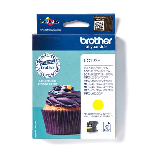 Brother LC123Y - High Yield - yellow - original - ink cartridge - for Brother DCP-J100, J105, J132, J152, J552, J752, MFC-J245, J470, J650, J6520, J6720, J6920