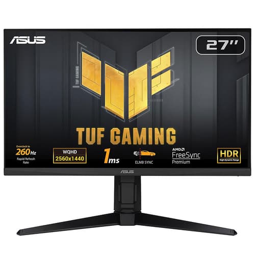 ASUS TUF Gaming VG27AQML1A - LED monitor - gaming - 27" - 2560 x 1440 QHD @ 260 Hz - IPS - 400 cd/m� - 1000:1 - DisplayHDR 400 - 1 ms - 2xHDMI, DisplayPort - speakers - black — view 1