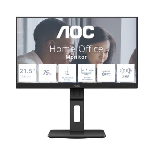 AOC 22E2UMF - LED monitor - 22" (21.5" viewable) - 1920 x 1080 Full HD (1080p) @ 75 Hz - VA - 3000:1 - HDMI, VGA, DisplayPort - speakers - black