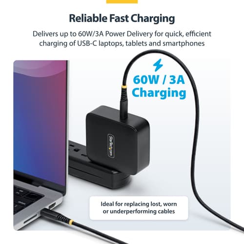 StarTech.com - USB cable - 24 pin USB-C (M) to 24 pin USB-C (M) - USB 2.0 - 3 A - USB Power Delivery (60W) - black — view 7