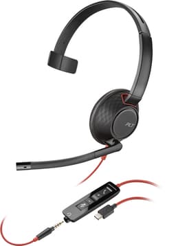Poly Blackwire C5210 - Blackwire 5200 series - headset - on-ear - wired - USB-C, 3.5 mm jack - black - Certified for Microsoft Teams, Certified for Skype for Business, Cisco Jabber Certified, Avaya Certified