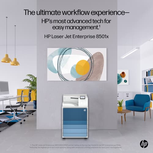 HP LaserJet Enterprise 8501x - Printer - B/W - Duplex - laser - A3/Ledger - 1200 x 1200 dpi - up to 70 ppm - capacity: 2180 sheets - USB 2.0 host, Gigabit LAN, USB 3.0, USB 3.0 host — view 4