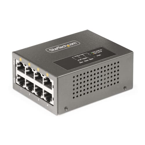 StarTech.com 4-Port Multi-Gigabit PoE++ Injector, 5/2.5G Ethernet (NBASE-T), PoE/PoE+/PoE++ (802.3af/802.3at/802.3bt), 160Watts Power Budget, Wall/DIN Rail Mountable - Unmanaged, For IP Cameras/Wireless APs/POSs (AS445C-POE-INJECTOR) - PoE injector (DIN rail mountable / wall) - 160 Watt - output connectors: 4 - black - TAA Compliant