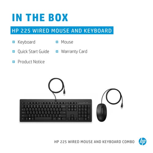 HP 225 - Keyboard and mouse set - USB - black — view 3