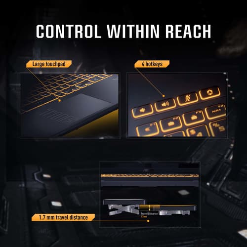 ASUS TUF Gaming F16 FX607VU-RL033W - Intel Core i7 - 13620H / up to 4.9 GHz - Win 11 Home - GeForce RTX 4050 - 16 GB RAM - 512 GB SSD NVMe - 16" 1920 x 1200 @ 144 Hz - Gigabit Ethernet - Wi-Fi 6, Bluetooth - mecha grey — view 20