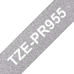Brother TZe-PR955 - White print on premium glitter silver - Roll (2.4 cm x 8 m) 1 cassette(s) laminated tape - for Brother PT-H110, H200, P-Touch PT-D800, E110, H110, H200, P900, P-Touch Cube Pro PT-P910