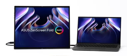 ASUS ZenScreen Fold OLED MQ17QH - OLED monitor - 17.3" - portable - 2560 x 1920 QHD @ 60 Hz - 500 cd/m� - 1000000:1 - DisplayHDR 500 True Black - 0.2 ms - Mini HDMI, 2xUSB-C - stardust grey — view 1