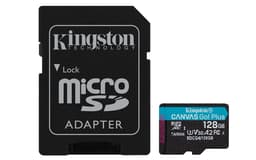 Kingston Canvas Go! Plus - Flash memory card (microSDXC to SD adapter included) - 128 GB - A2 / Video Class V30 / UHS-I U3 / Class10 - microSDXC UHS-I