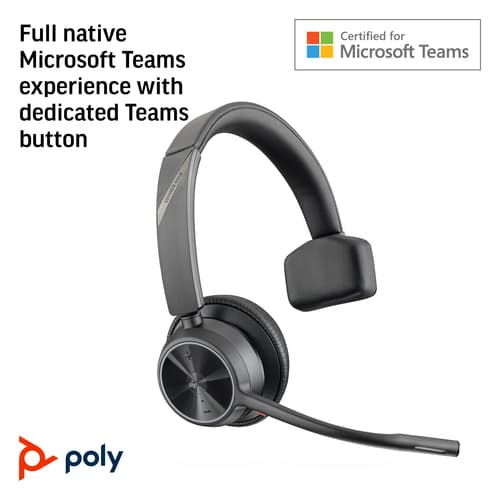 Poly Voyager 4310 - Headset - on-ear - Bluetooth - wireless, wired - USB-A - black - Certified for Microsoft Teams — view 8