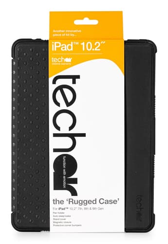 techair Classic Essential - Flip cover for tablet - rugged - stand folio - silicone, polycarbonate - black - 10.2" - for Apple 10.2-inch iPad (7th generation, 8th generation, 9th generation)