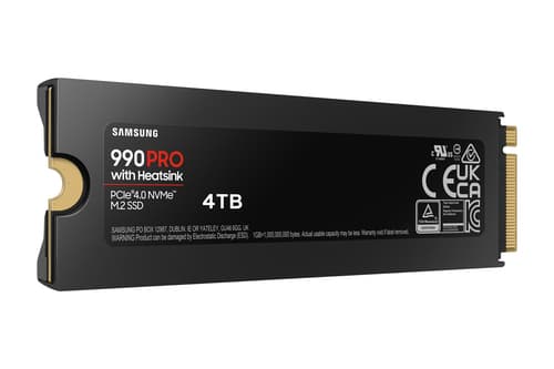 Samsung 990 PRO MZ-V9P4T0GW - SSD - encrypted - 4 TB - internal - M.2 2280 - PCIe 4.0 x4 (NVMe) - 256-bit AES - TCG Opal Encryption 2.0 - integrated heatsink — view 7