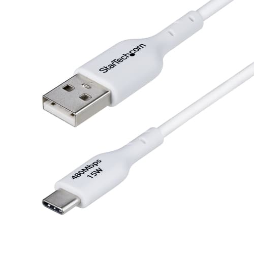 StarTech.com 3ft (1m) White USB-A to USB-C Charging Cable/Cord, M/M - USB cable - USB (M) to 24 pin USB-C (M) - USB 2.0 - 3 A - 1 m - charge and sync, halogen-free, passive, USB Fast Charge (15W) - white
