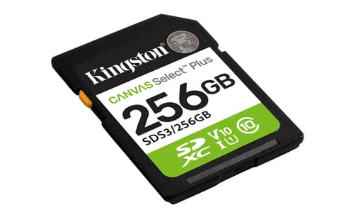 Kingston Canvas Select Plus - Flash memory card - 256 GB - Video Class V10 / UHS-I U1 / Class10 - SDXC UHS-I — view 3