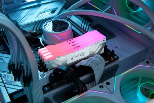 Kingston FURY Renegade RGB - DDR5 - module - 24 GB - DIMM 288-pin - 8800 MT/s / PC5-70400 - CL42 - 1.4 V - clocked unbuffered - on-die ECC - white & silver — view 10