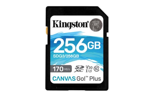 Kingston Canvas Go! Plus - Flash memory card - 256 GB - Video Class V30 / UHS-I U3 / Class10 - SDXC UHS-I — view 1