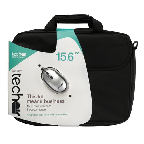 techair - Notebook carrying case - 14" - 15.6" - black - with 1000 dpi USB mouse — view 1
