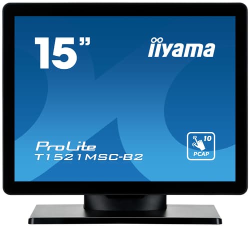 iiyama ProLite T1521MSC-B2 - LED monitor - 15" - touchscreen - 1024 x 768 - TN - 370 cd/m� - 800:1 - 8 ms - HDMI, VGA - speakers - matte black
