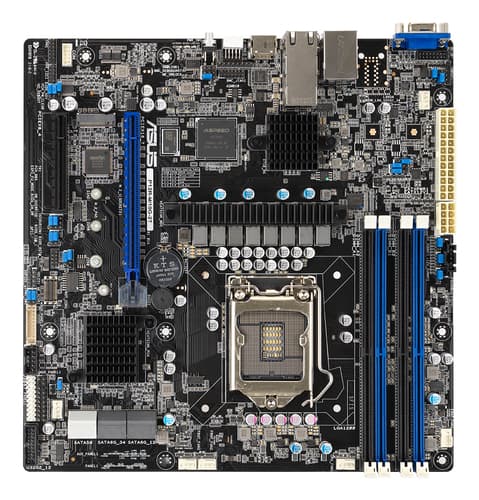 ASUS P12R-M/10G-2T - Motherboard - micro ATX - LGA1200 Socket - C252 Chipset - USB 3.2 Gen 2, USB 3.2 Gen 1 - 2 x 10 Gigabit LAN - onboard graphics