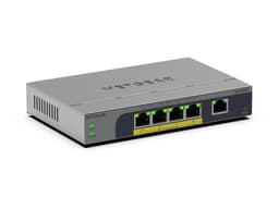 NETGEAR Easy Smart GS105EP - Switch - L3 - smart - 1 x 10/100/1000 + 4 x 10/100/1000 (PoE+) - desktop, wall-mountable - PoE+ (63 W)