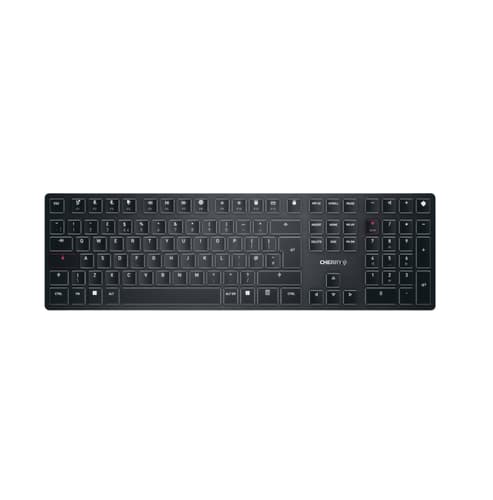 CHERRY KW X ULP - Keyboard - backlit - wireless - USB, 2.4 GHz, Bluetooth 5.2 - QWERTY - UK - key switch: CHERRY MX Ultra Low Profile - black - plastic free packaging