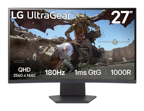 LG UltraGear 27GS60QC-B - LED monitor - gaming - curved - 27" - 2560 x 1440 QHD @ 180 Hz - VA - 300 cd/m� - 3000:1 - HDR10 - 1 ms - 2xHDMI, DisplayPort - purple, dark grey