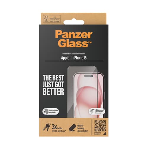 PanzerGlass ® Screen Protector iPhone 15 | Ultra-Wide Fit w. EasyAligner — view 4