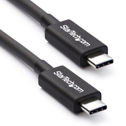 StarTech.com 50cm (1.6ft) Thunderbolt 3 Cable, 40Gbps, 100W PD, 4K/5K Video, Thunderbolt-Certified, Compatible w/ TB4/USB 3.2/DisplayPort - Thunderbolt cable - 24 pin USB-C (M) to 24 pin USB-C (M) - Thunderbolt 3 / USB / DisplayPort - 50 cm - black - for P/N: PEXUSB321C, TB33A1C, TB3DK2DHV, TB3DK2DHVUE, TB3DK2DPPDUE, TB3DKDPMAW, TB3DKDPMAWUE