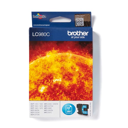 Brother LC980C - Cyan - original - ink cartridge - for Brother DCP-145, 163, 167, 193, 195, 197, 365, 373, 375, 377, MFC-250, 255, 290, 295, 297