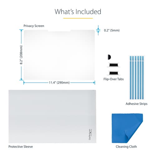 StarTech.com 13.5-inch 3:2 Touch Privacy Screen, Anti-Glare Privacy Filter, Laptop Monitor Screen Protector with +/- 30 Deg. View Angle, Flip-Over - 51% Blue Light Reduction (135CT-PRIVACY-SCREEN) - Notebook privacy filter - adhesive, hinge tabs, flip hinges - 13.5" — view 18
