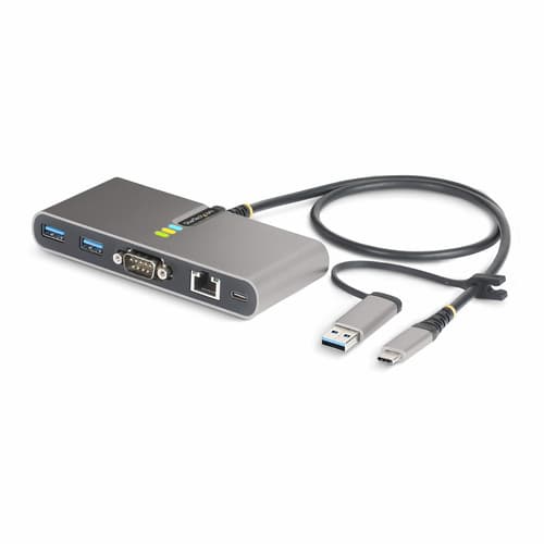 StarTech.com 2-Port USB-C/USB-A Hub with GbE and RS232 Serial, 2x USB-A - Hub - 2 x USB 3.2 Gen 1 - desktop — view 1