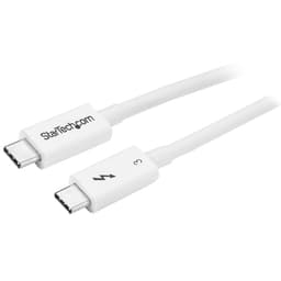 StarTech.com 1.6ft (50cm) Thunderbolt 3 Cable, 40Gbps, 100W PD, 4K/5K Video, Thunderbolt-Certified, Compatible w/ TB4/USB 3.2/DisplayPort - Thunderbolt cable - 24 pin USB-C (M) to 24 pin USB-C (M) - USB 3.1 Gen 2 / Thunderbolt 3 / DisplayPort 1.2 - 50 cm - 4K support - white - for P/N: CDP2HDUACP, CDP2HDUACPW, PEXUSB321C, TB33A1C