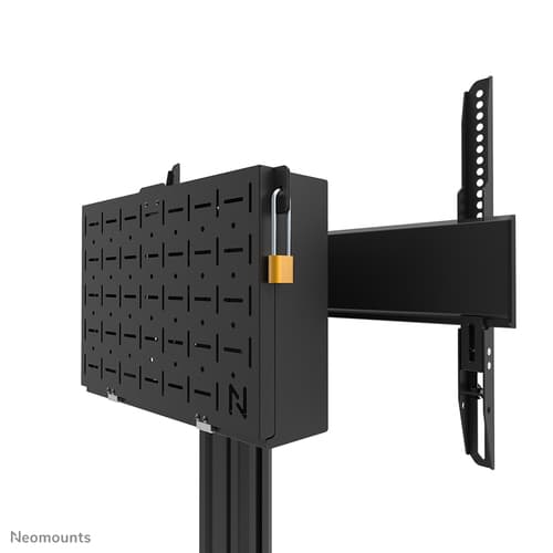 Neomounts MOVE Height Adjustable Display Stand - 37"" (93.98 cm) to 75"" (190.50 cm) Screen Support - 70 kg Load Capacity - 178.50 cm (70.28"") Height x 86.50 cm (34.06"") Width x 70 cm (27.56"") Depth - Floor - Steel - Black - For Display Screen - Lockable, Ventilated — view 6