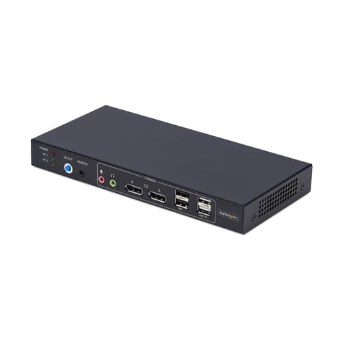 StarTech.com 2-Port Dual-Monitor DP KVM Switch w/Video Matrix, 4K 60Hz - KVM / audio / USB switch - 2 x KVM / audio / USB - 1 local user - desktop - TAA Compliant
