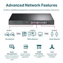 TP-Link JetStream TL-SG1218MPE - Switch - smart - 16 x 10/100/1000 (PoE+) + 2 x Gigabit SFP - rack-mountable - PoE+ (192 W) - AC 100 - 240 V thumbnail 6